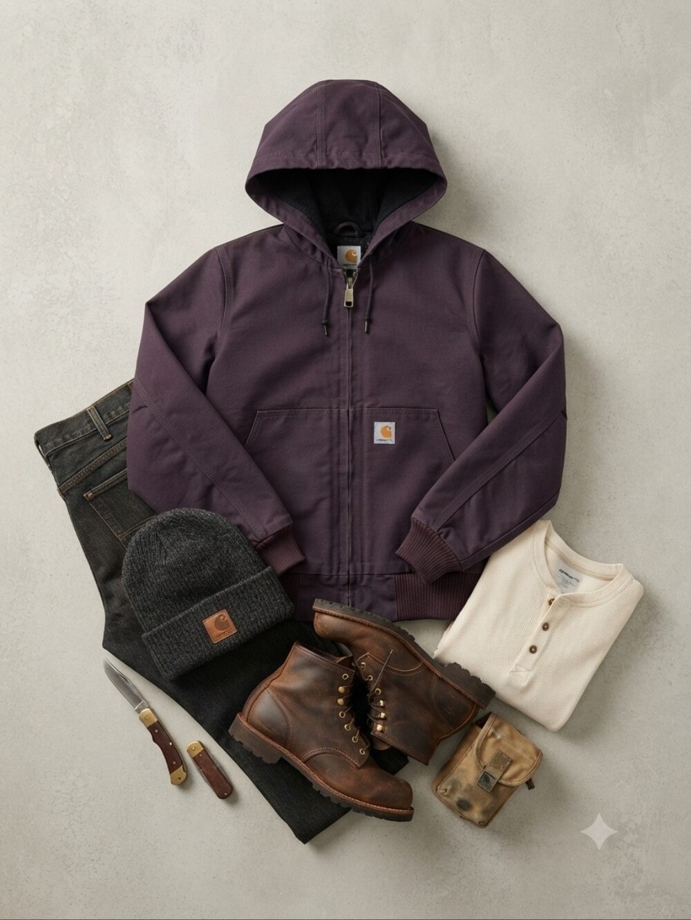 Carhartt Dark Purple Thick Canvas Work Coat